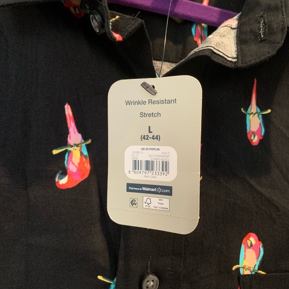 Black Parrot Print Button Down - Picture 4 of 4